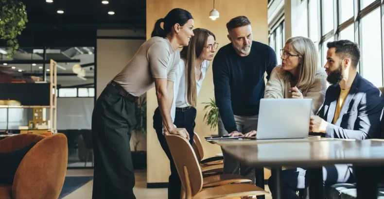 Group of professionals discussing work