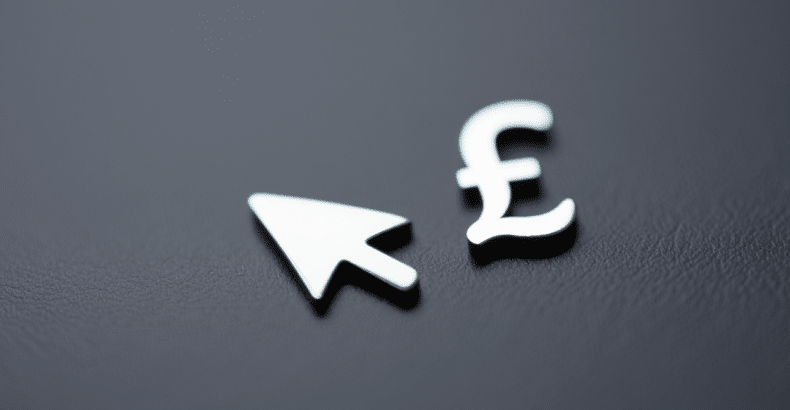 A mouse cursor next to a pound sterling sign