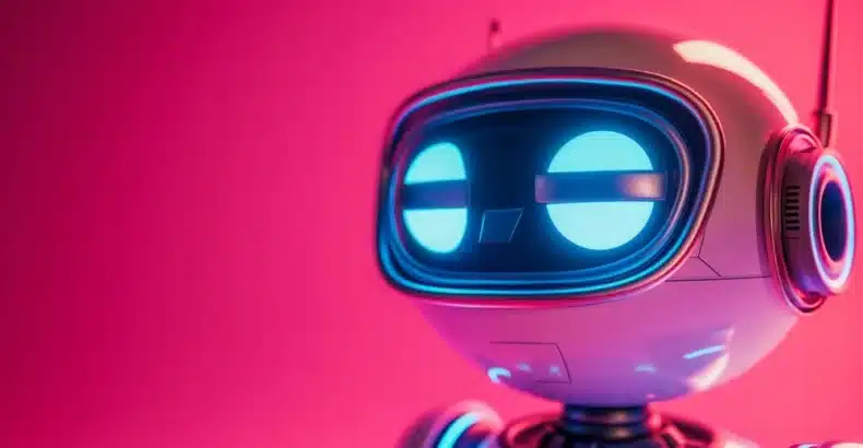 Robot with bright blue eyes