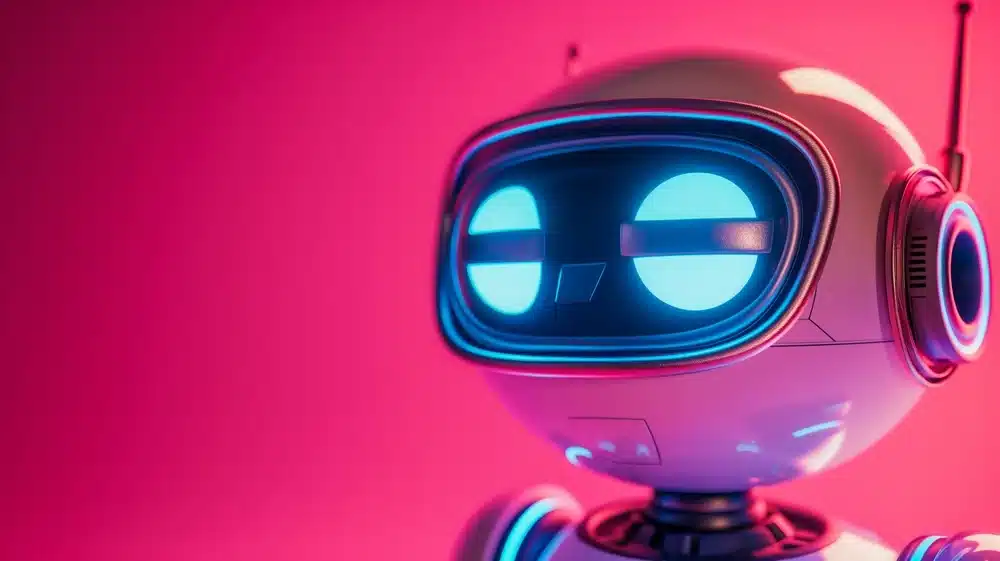 Robot with bright blue eyes