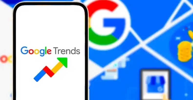 Mobile device with Google Trends Logo on the screen