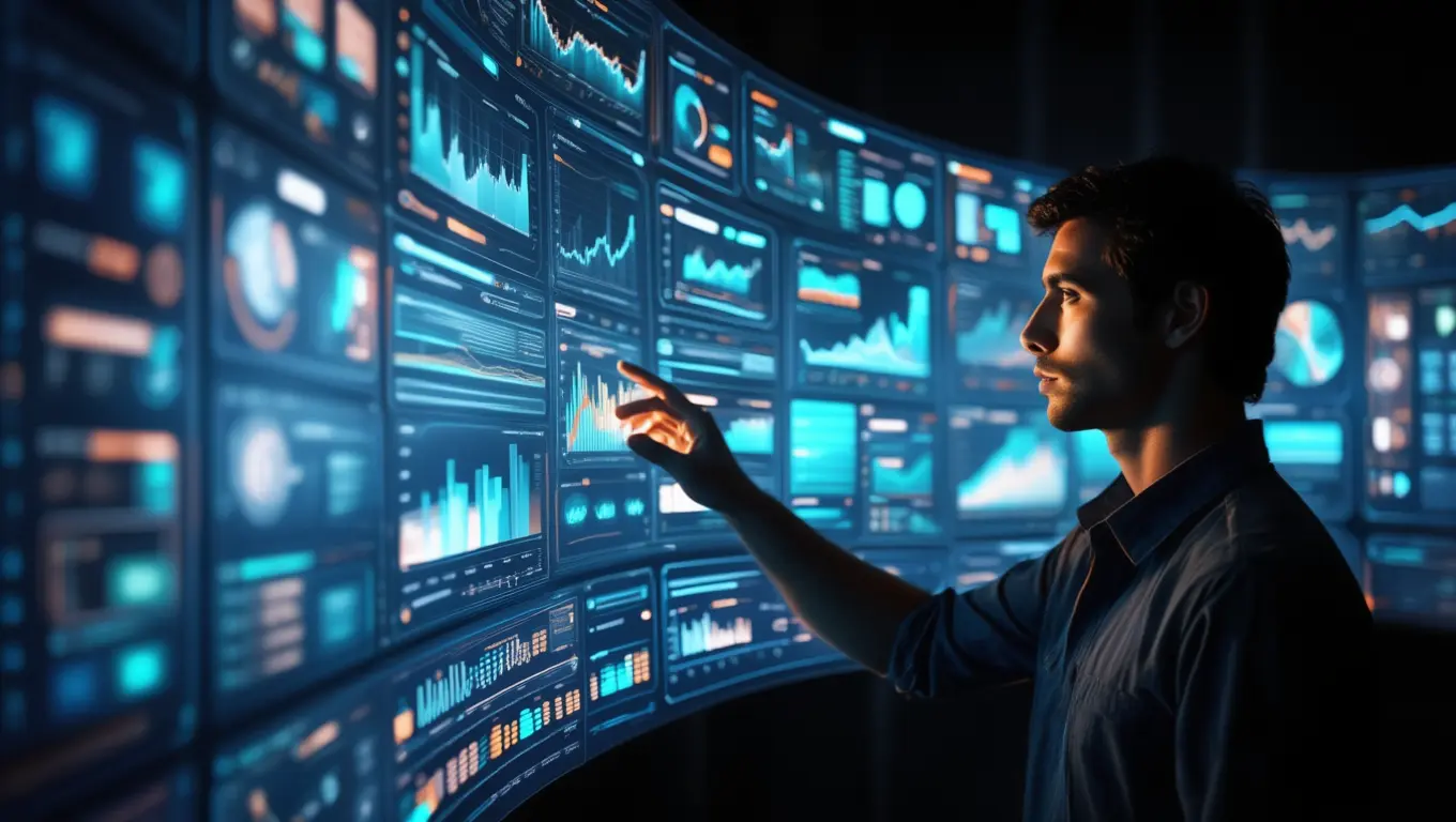 Man pointing at an interactive control panel