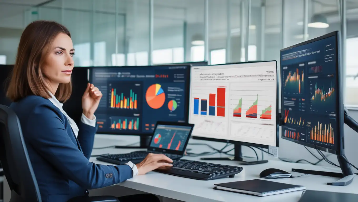 Young woman creating infographics