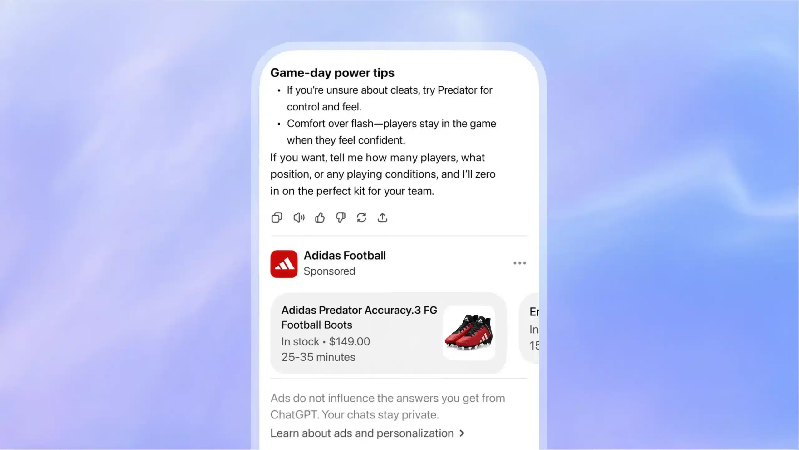 ChatGPT ands on an mobile screen